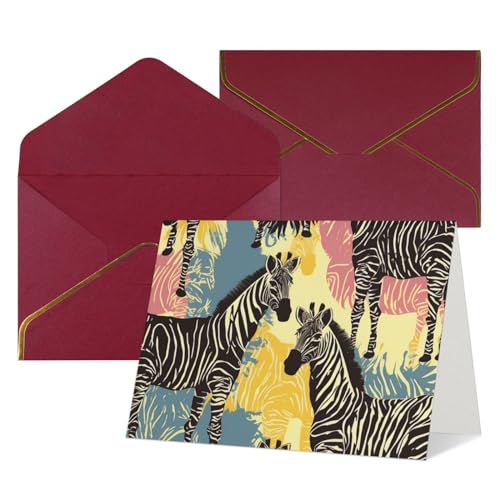 Cartes de vœux Thinking of You (lot de 12) vierges avec enveloppes girafe et zèbre