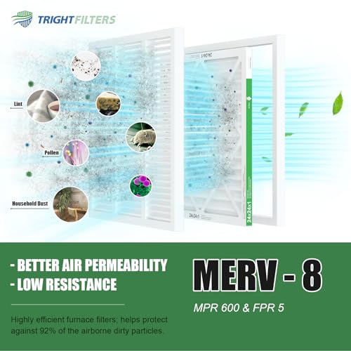 Image of TRIGHTFILTERS 24x24x1 Air Filter 4 Pack, MERV 8 Pleated HVAC Furnace Filter