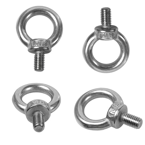 Image of 8PCS M8 Male Thread Eye Bolts, Stainless Steel Lifting Shoulder Eye Bolt, Heavy Duty Screw Ring Shaped Eye Bolt