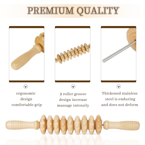 Image of Liitrton Manual Wooden Fascia Massage Roller Trigger Points for Release Cellulite Sore Muscle (White)