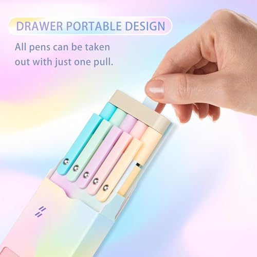 Image of 5PCS Retractable Gel Pens Set, Quick Dry Black Ink 0.5mm Fine Point Pens, Smooth Writing Rollerball Gel Ink Pens with Soft Touch Grip for School, Office & Home Use (Aurora Color)