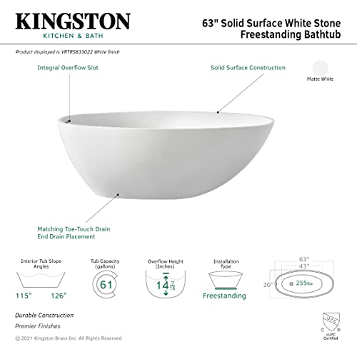 Kingston Brass Vrtrs633022 Arcticstone Freestanding Tub, Matte White #TOP3