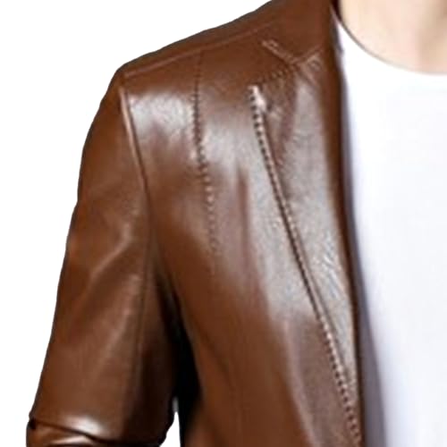 Men's Suit Soft Leather Jacket Autumn Winter Suede Suit Jackets Blazer PU Coat With Pockets Men3