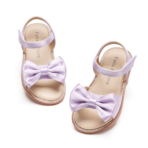 Image of Felix & Flora Toddler Girl Sandals - Little Girl Easter Dress Shoes Lightweight Open Toe Beach Holiday Flats