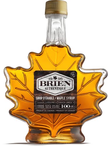 Brien 100% Pure Maple Syrup, Gluten Free Vegan Syrup, Gift Bottle, Product From Canada, Maple Leaf Bottle 3.4 Fluid Ounces / 100ml (Pack of 1)