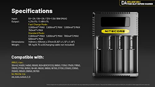 Nitecore CI4 Four Bay Universal Battery Charger Support 16340 14500 18650 21700 Lithium Ion Aa Aaa Ni-Mh Ni-Cd thumb #5