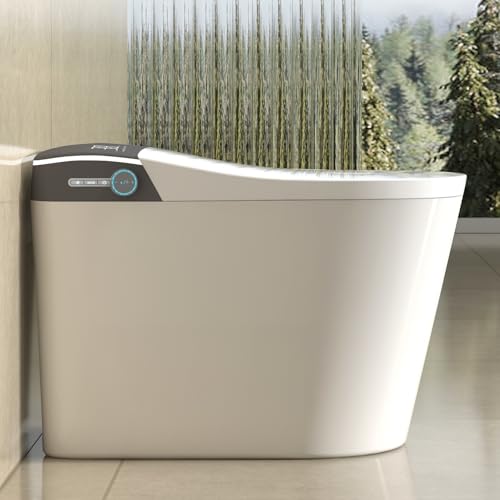 SouNor Smart Toilet con asiento bidé calefactado, auto flush, sensor de pie, modos de limpieza variables, luz nocturna, pantalla LED, acabado blanco brillante miniatura 2