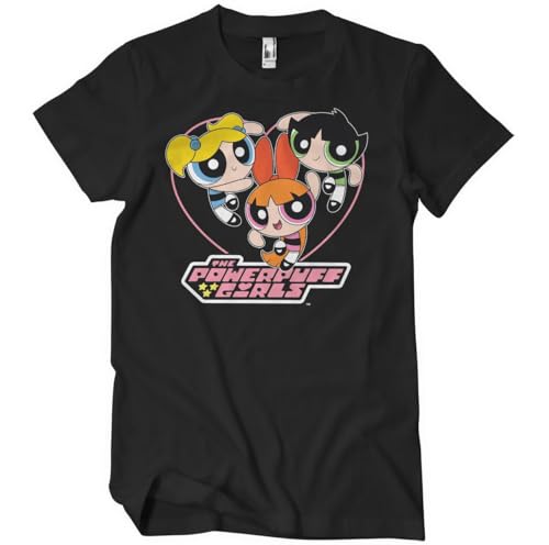 Powerpuff Girls Officiellement sous Licence Heart T-Shirt pour Hommes (Noir), X-Large