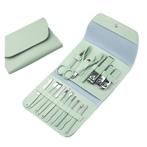 Kit manucure matcha vert avec coupe-ongles et coupe-sourcils en sac pliant