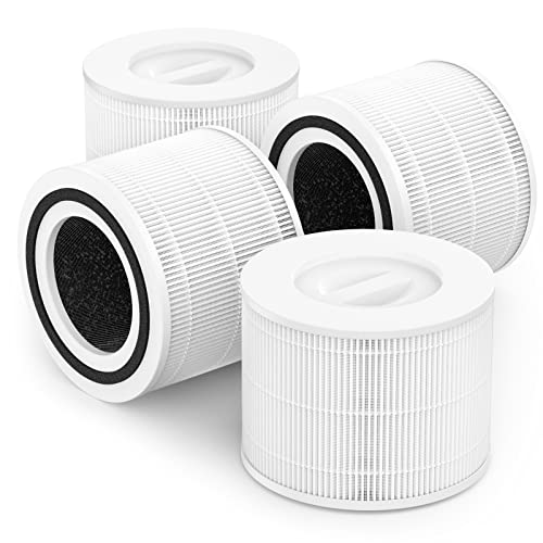 Image of HEPA Replacement Filter Compatible Levoit Core300, core300s, 3 IN 1 True HEPA Filter with Carbon Filter Set, Compared to Part # Core 300-RF, 4 Pack