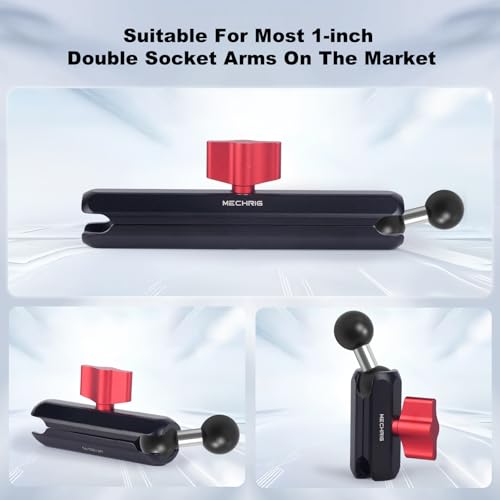 Image of Double 1 inch inch Ball Mount Base Ball Adapter, CNC Aluminum Alloy 1 inch Ball Mount Holder Dual Heads Compatible with RAM Mounts Ball B Size Double Socket Arm for Bike Motorcycle Phone Holder Camera,78010