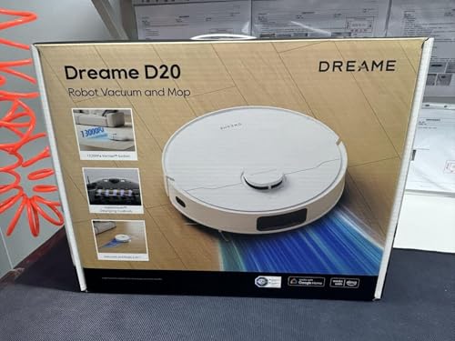DREAME D20 Robot Vacuum Cleaner 13 000 Pa Duo Brush for Pet Hair Laser Navigation Vacuum and Washer 2-in-1 Hard Floors and Carpets/Carpets 5200mAh Battery App and Voice Control