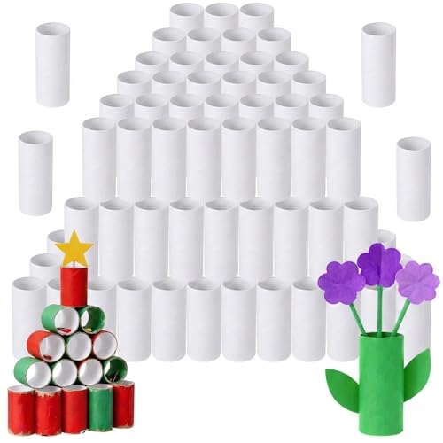 100 pack toilet paper rolls for crafts Round Thick cardboard tubes empty paper towel rolls for crafts Arts 3.7inch x 1.55inch (White-100pc)