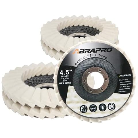 5 Pack Felt Flap Disc Abrasives 4-1/2" x 7/8" Arbor, Wool Polishing Wheel Disc Buffing Wheel for Angle Grinder Cover