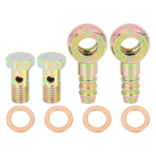 X AUTOHAUX 2 Sets 10mm Banjo Hose Barb Bolt Fittings Banjo Bolt Washer Kit Metal for Motorcycle Car