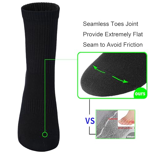 Image of Womens Anti Odor Seamless Breathable Moisture Wicking Cotton Ankle /Crew Running Hiking Dress Socks,Size 6-10