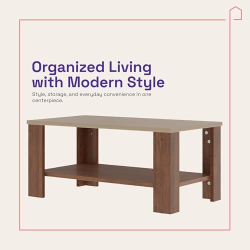 Image of Wakefit Center Table | 1 Yr Warranty | Coffee Table for Living Room Wooden, Tea Table for Living Room Wooden, Sofa Table, Free Installation from Brand, Modern Multi-Functional & Wobble-Free(Vaulten)