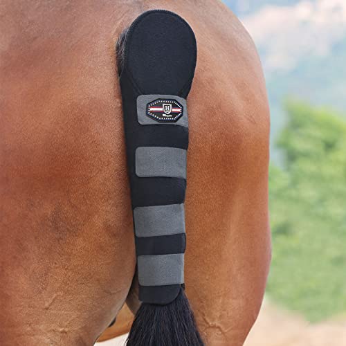 Harrison Howard Adjustable Touch Fasteners Quality Neoprene Versatile Horse Tail Guard Equine Tail Wrap Black