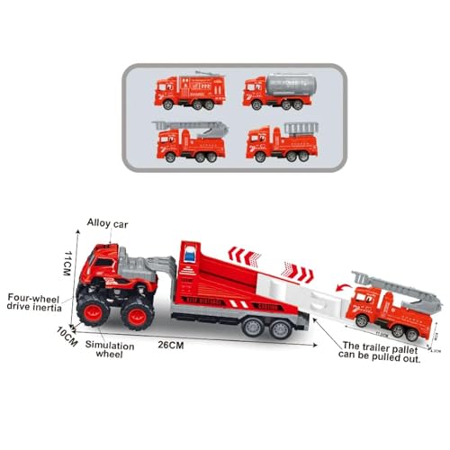Image of Die Cast Metal Model Fire Engine Truck Toys for Kids Boys 1:43 Friction Powered Fire Safety Truck Miniature Trailer Engineering Rescue Car Toy (4 Design = Sent Any 1 Design)