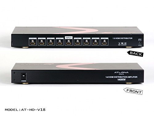 Amplificador de distribución HDMI ATLONA, de dos salidas, Color Negro