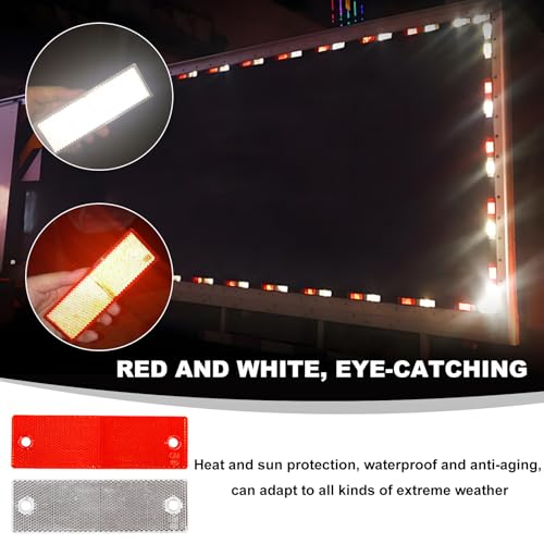 Image of DXNQ 16 PCS Safety Trailer Reflectors Self Adhesive Reflector, Round ABS Stick-on Spoke Reflective Car Reflector Sticker, Warning Reflectors with Mounting Hole for Trailer Truck Gate Post