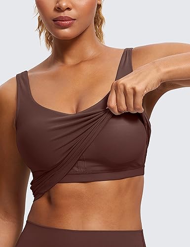 Image of CRZ YOGA Womens Sports Bras V Neck Padded Cropped Tank Top Wireless Yoga Bra