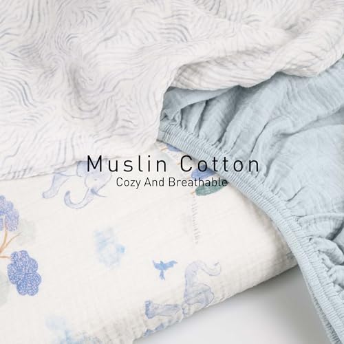 Image of Gllquen Baby Muslin Bassinet Sheets 3pk, Soft Cotton Baby Sheet 33x17 | Breathable Cozy Bassinet Mattress Sheet, Compatible with Halo Bassinest Swivel Sleeper, Snoo, Baby Delight, For Boys Girls