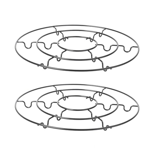 AKOOSY 2個 室内用鉄製フラワーポットラック 黒色 モダンデザイン 観葉植物スタンド 耐久性のある省スペース置物架 キズ防止床保護付き