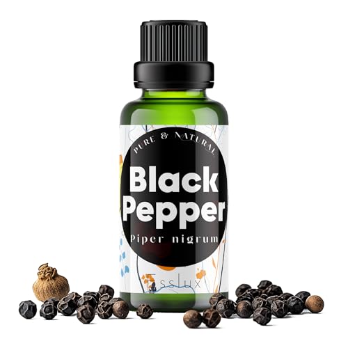 Image of Esslux Black Pepper Essential Oil - 100% Pure Natural Black Pepper Oil for Aromatherapy, Diffuser & Skin | Spicy, Warm Aroma Ideal for Massage & Soap Making - Therapeutic Grade - 120 ML