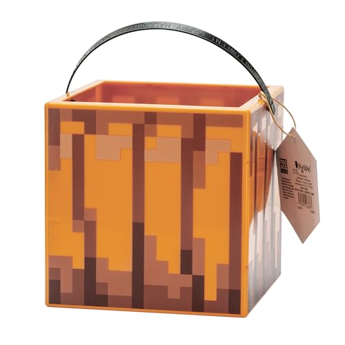Disguise Minecraft Jack O' Lantern Brown Block Treat Pail, Official Minecraft Treat Pail Costume Accessory & Cute Room Decor2