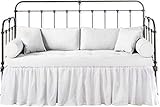 Dust Ruffle Bed Skirts for Day beds - Split Corners, Ruffled Bed Skirt Platform Base Three Side Coverage - Microfiber Bed Sofa Daybed Skirt for Living Room - Twin- 14” Drop (White)