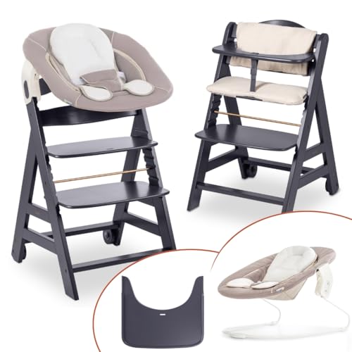 hauck Hochstuhl Beta+ Newborn Set - Babyhochstuhl Set ab Geburt mit 2in1 Neugeborenen Aufsatz Bouncer, Sitzpolster und Essbrett - Dark Grey hauck Hochstuhl Beta+ Newborn Set - Babyhochstuhl Set ab Geburt mit 2in1 Neugeborenen Aufsatz Bouncer, Sitzpolster und Essbrett - Dark Grey