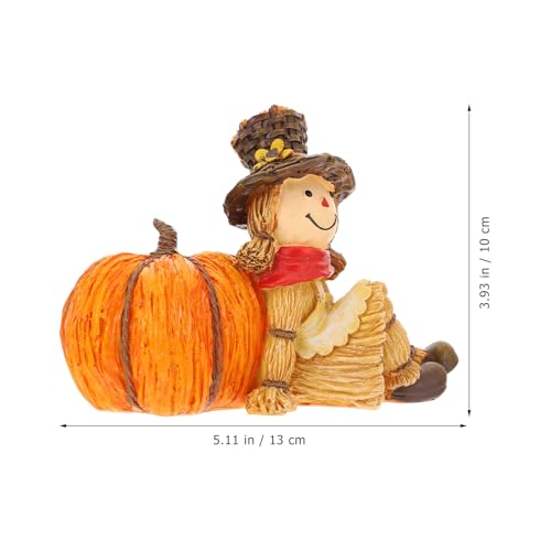 Elegantes calabazas artificiales de resina con espantapájaros para interiores 3