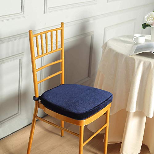 Tableclothsfactory 2" Thick Navy Blue Chair Pad Skid Proof Backing Seat Cushion With Premium Velvet Fabric #TOP1