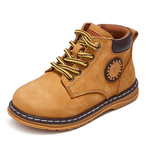 Boys Girls Boots Waterproof Lace Up Side Zipper Mid Calf Combat Boots