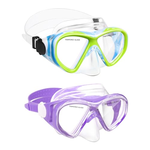 Image of Kids Swim Goggles Snorkel Diving Mask for Boys Girls Ages 5-15, Anti-Fog Swimming Goggles with Nose Cover