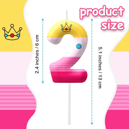 Image of Pink Cartoon Birthday Candles, Number 2 Candle Pink Themed Birthday Party Supplies, 2.4 inch Birthday Candles for Cake Topper Party Decorations, Birthday Decorations for Boys Girls (Number 2)
