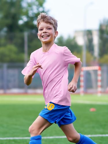 Image of Boys Neon Shirts Dry Fit Athletic T Shirts UPF 50+ Performance Cooling Shirt Short Sleeve Rash Guard Kids Top for Boys Girls