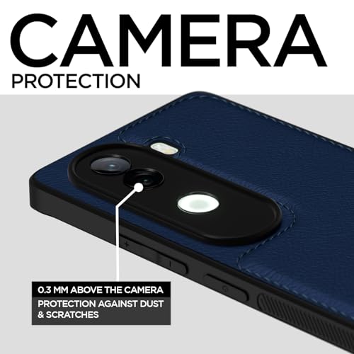 Image of Pikkme Back Cover| Flexible Pu Leather | Full Camera Protection | Raised Edges | Super Soft-Touch | Bumper Case for Vivo V40e / iQOO Z9s 5G (Blue)