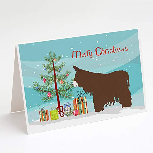 Caroline's Treasures BB9219GCA7P Poitou Poiteuin Donkey Christmas Greeting Cards and Envelopes Pack of 8, Teal Blank Cards with Envelopes Whimsical A7 Size 5x7 Blank Note Cards