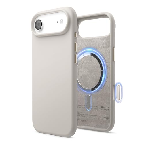 Image of elago for iPhone Air Case, Premium Magnetic Silicone Case, Compatible with MagSafe, Liquid Silicone Material, Protective Cover, Shockproof, Slim Phone, 6.5 inch (Stone)