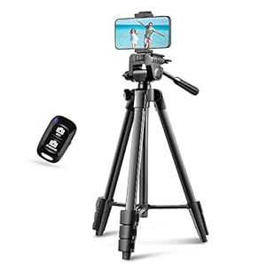 UBeesize 54” Camera Tripod, Travel Tripod for iPhone with Bag, Phone Tripod Stand with Remote Compatible with Phone/Projector/DSLR/Gopro