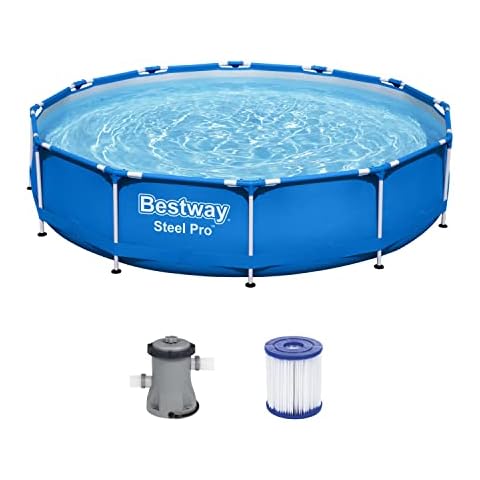 Bestway Steel Pro Frame - Piscina Redonda con Bomba de Filtro Cover