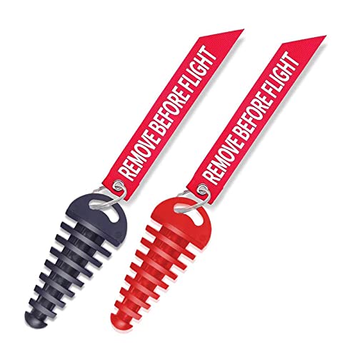 Image of 2 Pack 0.6 inch-1.5 inch Muffler Exhaust Wash Plug, Motorcycle Dirt Bike 2 Stroke with Keychain Tag with Key Ring Engine ATV Quad Rubber Exhaust Silencer - Black + Red