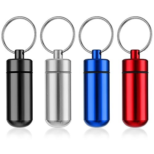 WLLHYF Lot de 4 petites boîtes à pilules portables avec porte-clés - Pour voyage, camping et plein air