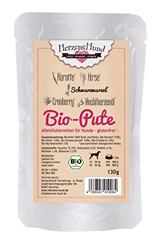 Herzenshund Bio Pute mit Bio Hirse 130g