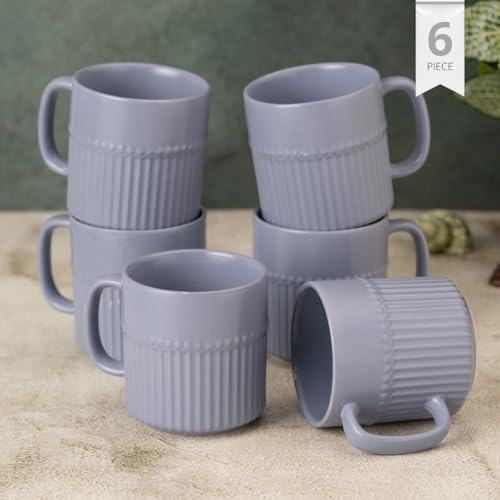 Image of Clay Craft Fine Ceramic Crimson Blue Coffee Mug Set of 6, Cups for Tea & Coffee, Mug Set, Gift Set, Elegant Design for Home and Kitchen and Can Be Gifted to Your Loved Ones On Any Occassions