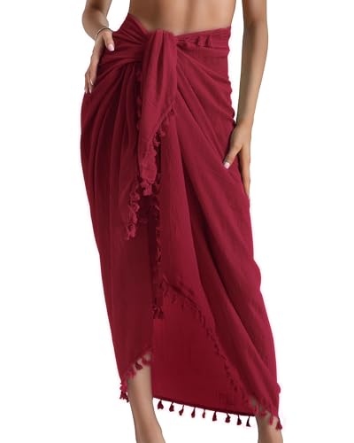 Image of Eicolorte Sarong Cover Up Womens Beach Cover Up Bikini Bathing Suit Swimsuit Swimwear Coverup Sarong Pareo Wraps for Women