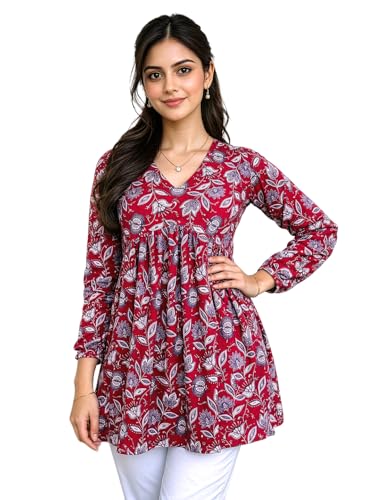 Image of Casual Rayon V-Neck Full Sleeves Stylish Peplum Top for Women(28 inch Inches)
