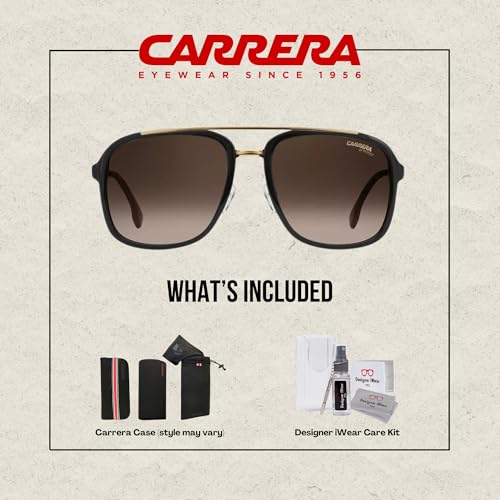 Carrera CA133/S 02M2/HA 57MM Black Gold/Brown Gradient Sunglasses For Men For Women + BUNDLE with Designer iWear Eyewear Kit2